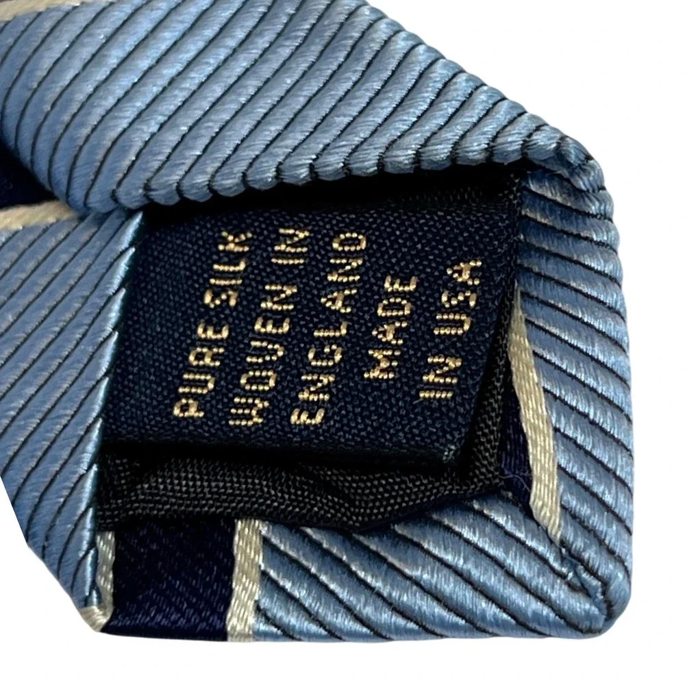 Brooks Brothers Necktie‎ Men One Size Blue Striped Silk Repp Makers England USA